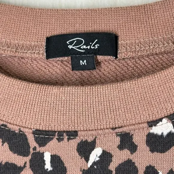 RAILS Reeves Sweatshirt SZ M Mountain Leopard Print Terry Sweater - Picture 7 of 10